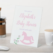 Pink Rocking Horse Girl Baby Shower 台座サイン (インサイチュ)