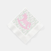 Pink Rocking Horse Girl Baby Shower 縁ありカクテルナプキン (角)