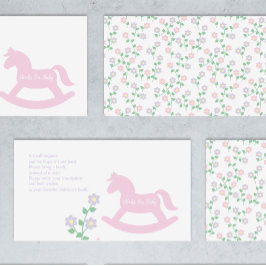 Pink Rocking Horse Girl Baby Shower Books For Baby エンクロージャーカード