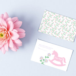 Pink Rocking Horse Girl Baby Shower Diaper Raffle エンクロージャーカード