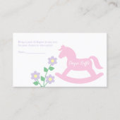 Pink Rocking Horse Girl Baby Shower Diaper Raffle エンクロージャーカード (正面)