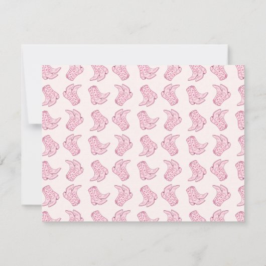 Pink Rodeo Boots Nursery Note Card 招待状 (裏面)