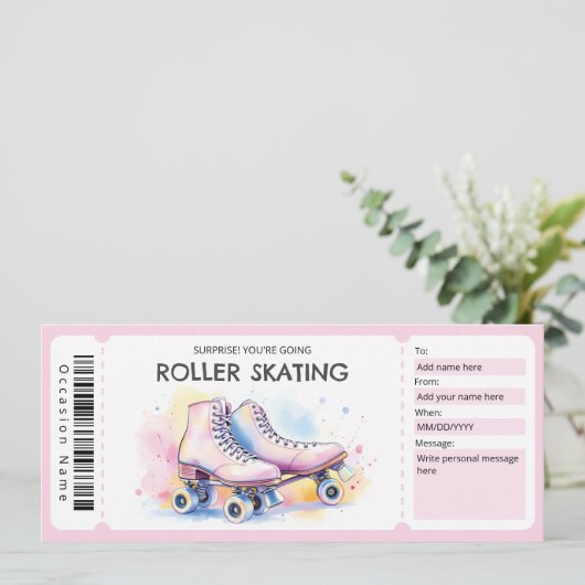 Pink Roller Skating Ticket Gift Certificate 招待状 (スタンド正面)