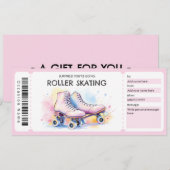 Pink Roller Skating Ticket Gift Certificate 招待状 (正面/裏面)