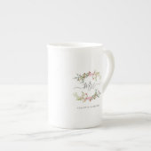 Pink Romantic Floral Wreath  For Mrs or Bride2be ボーンチャイナマグカップ (正面右)