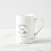 Pink Romantic Floral Wreath  For Mrs or Bride2be ボーンチャイナマグカップ (右)