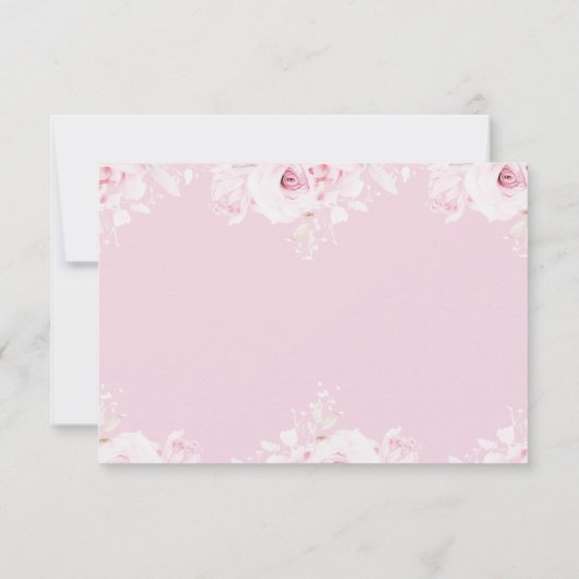 Pink Romantic Roses Elegant Pink RSVP Card (裏面)