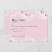 Pink Romantic Roses Elegant Pink RSVP Card (正面/裏面)