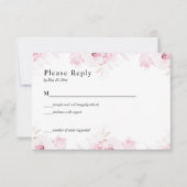 Pink Romantic Roses Elegant White RSVP Card (正面)