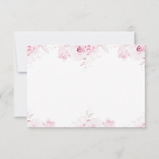 Pink Romantic Roses Elegant White RSVP Card (裏面)