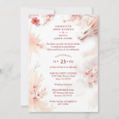 Pink Romantic Sakura & Japanese White Dragon 招待状 (正面)