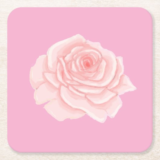 Pink rose スクエアペーパーコースター (正面)