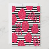 Pink Rose Black and White Stripe Floral 招待状 (裏面)