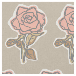 Pink Rose Block Print Taupe Floral Dress ファブリック