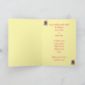 Pink Rose Blue Ribbon Wedding Invitation Cards カード (内部)