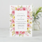 Pink Rose Botanical Romance Wedding 招待状 (スタンド正面)