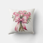 Pink Rose Bouquet – Elegant Floral Home Decor クッション (裏面)