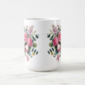 Pink Rose Bouquet Mug, Elegant Floral Coffee Cup コーヒーマグカップ (中央)