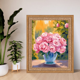 Pink Rose Bouquet | Watercolor Floral Vase ポスター