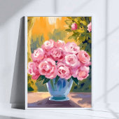 Pink Rose Bouquet | Watercolor Floral Vase ポスター