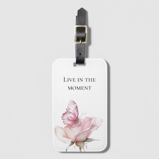 Pink Rose Butterfly ラゲッジタグ (正面縦)