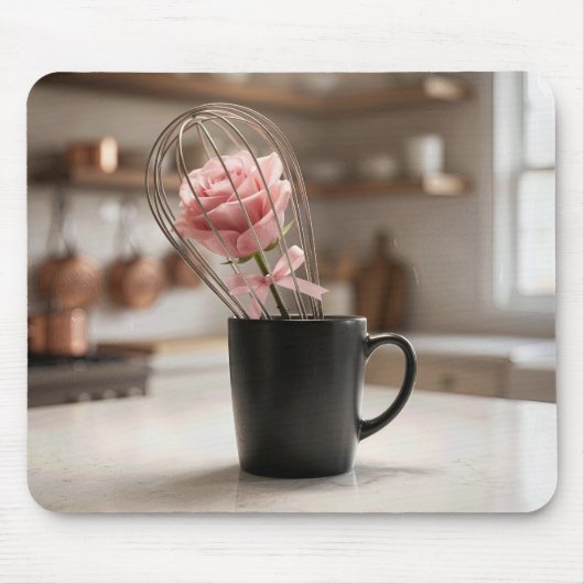 Pink Rose Caged In Wire Whisk マウスパッド (正面)