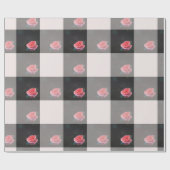 Pink rose checkered pattern ラッピングペーパー (フラット)