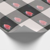 Pink rose checkered pattern ラッピングペーパー (角)