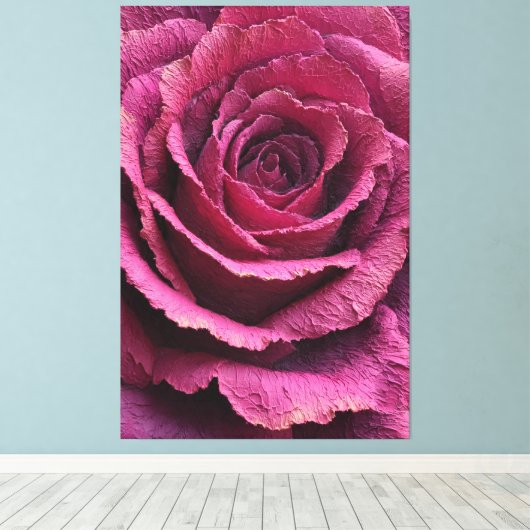 Pink Rose Close-Up Texture Abstract Wall Art キャンバスプリント (インサイチュ (ウッドフロア))