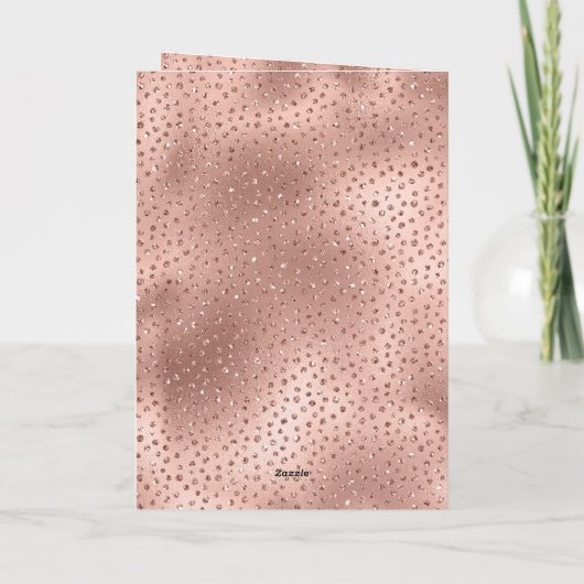 Pink Rose Cupcake Gold Glam Glitter Birthday カード (裏面)