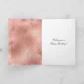 Pink Rose Cupcake Gold Glam Glitter Birthday カード (内部)