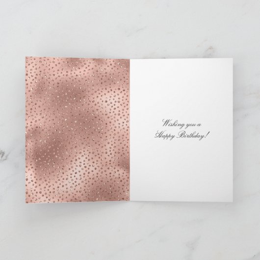 Pink Rose Cupcake Gold Glam Glitter Birthday   カード (内部)