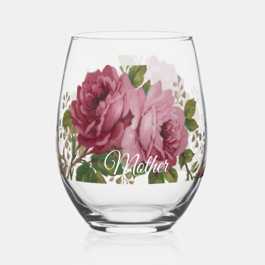 Pink Rose Elegance Drinkware Set ステムなしワイングラス (正面)