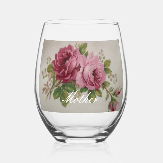 Pink Rose Elegance Drinkware Set ステムなしワイングラス (正面)