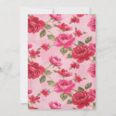 Pink Rose Elegant Floral Romantic Blush Rose 招待状 (裏面)