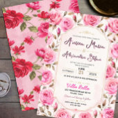 Pink Rose Elegant Floral Romantic Blush Rose 招待状