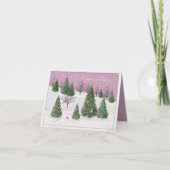 Pink Rose Enchanted Forest Foil Holiday Card カード (正面)