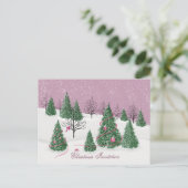 Pink Rose Enchanted Forest Holiday Letter Card ポストカード (スタンド正面)