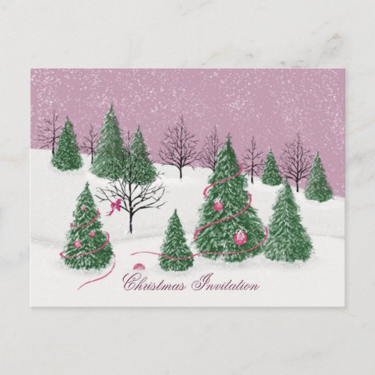 Pink Rose Enchanted Forest Holiday Letter Card ポストカード (正面)