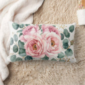 Pink Rose & Eucalyptus Pillow ランバークッション (ブランケット)