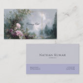 Pink Rose Floral and Celestial Misty Mountain 名刺 (正面/裏面)