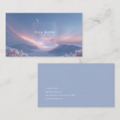 Pink Rose Floral and Celestial Twilight Mountain 名刺 (正面/裏面)