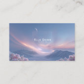 Pink Rose Floral and Celestial Twilight Mountain 名刺 (正面)