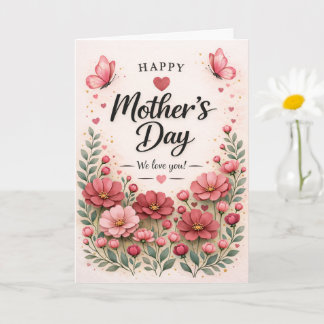 Pink Rose Floral Mother’s Day Card カード
