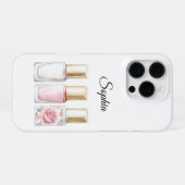Pink Rose Floral Nail Polish iPhoneケース (裏面横)