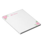 Pink Rose Floral Notepad - Personalized Name ノートパッド (アングル)
