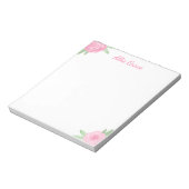 Pink Rose Floral Notepad - Personalized Name ノートパッド (回転)
