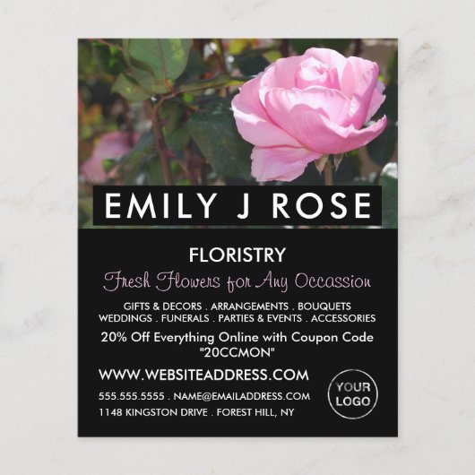 Pink Rose, Florist, Floristry Advertising チラシ (正面)