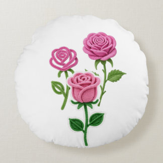 Pink Rose Flower Botanist Pipe Cleaner Flower  ラウンドクッション