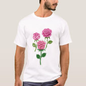 Pink Rose Flower Botanist  Pipe Cleaner Flower  Tシャツ (正面)